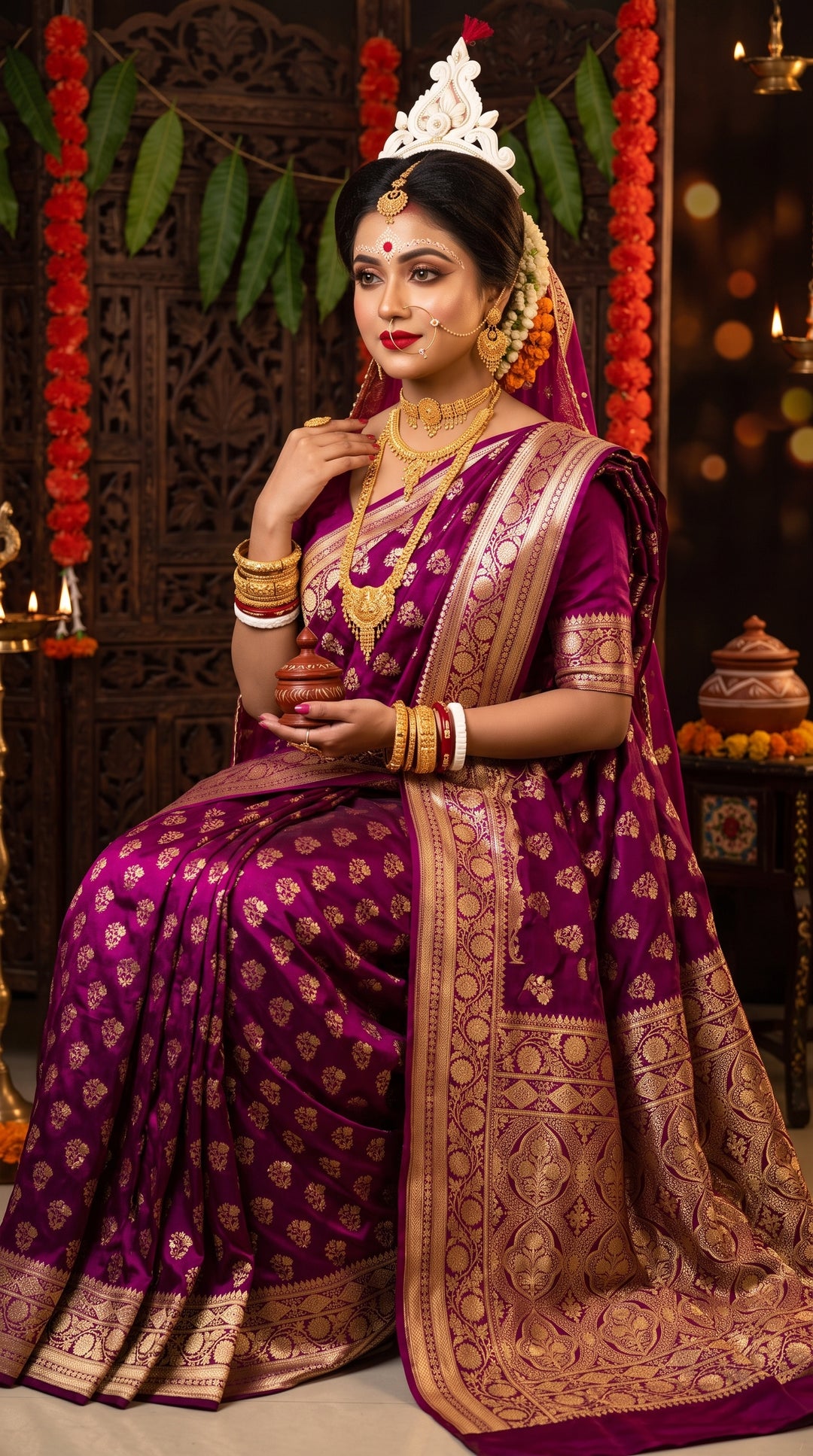 Queen's Legacy Banarasi Semi Katan Silk Saree