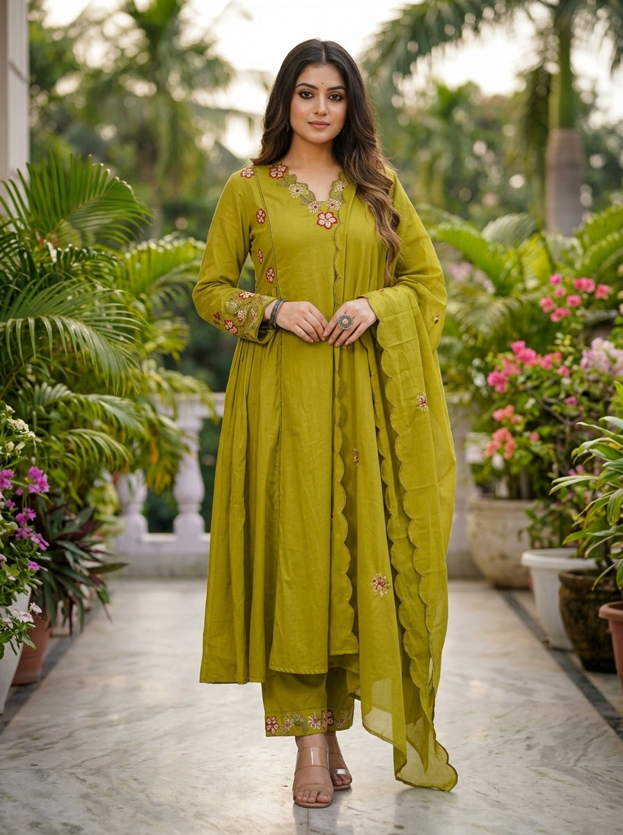 Mystic Aura Chanderi Silk Kurti Set