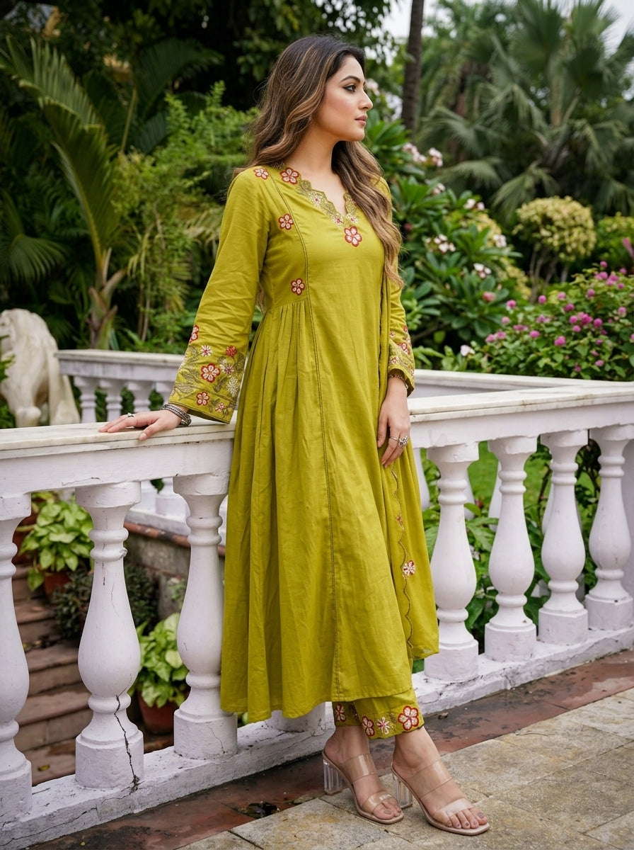 Mystic Aura Chanderi Silk Kurti Set