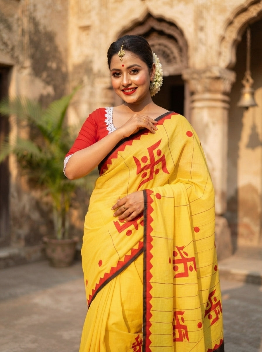 Swastik  Khesh khadi cotton saree