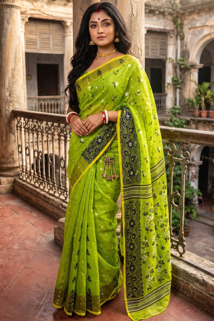 Shonarika Bengal Jamdani Saree With Stone Work