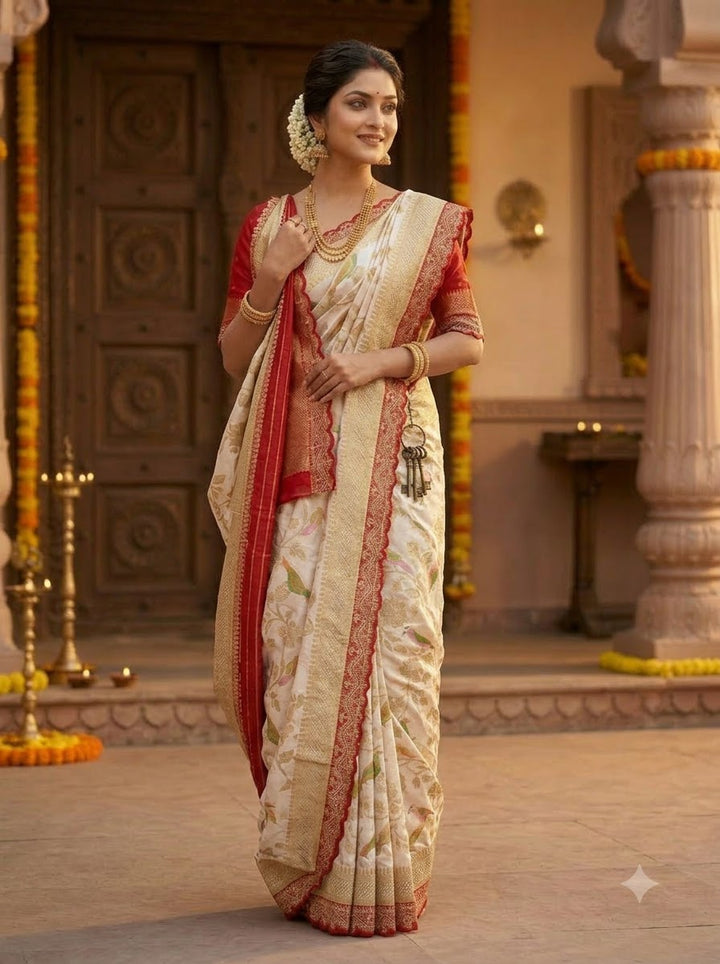 Rajrani Khaddi Georgette Designer Saree with Scallop Border