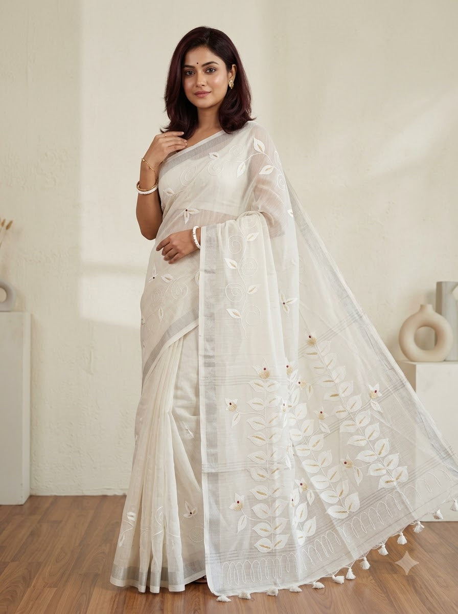 Mudrika Weave Hand Painted Cotton Saree