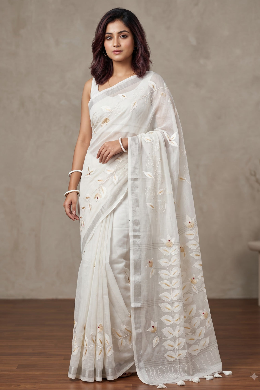 Mudrika Weave Hand Painted Cotton Saree