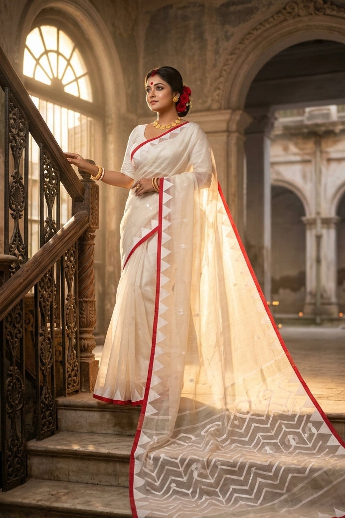 Reshmi Affair (Moirang phee Inspired) Muslin Resham Saree