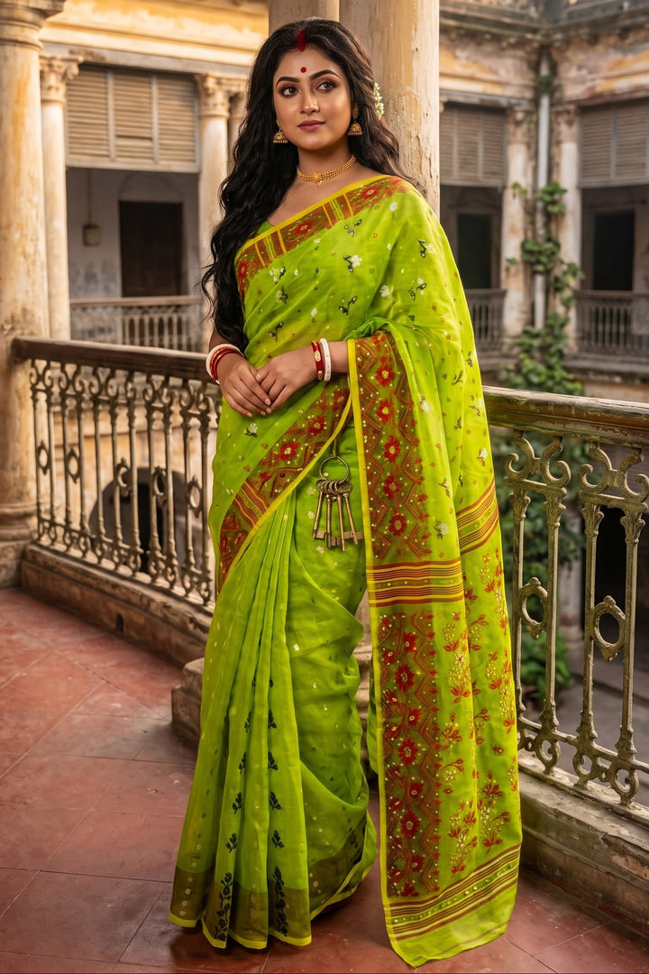 Shonarika Bengal Jamdani Saree With Stone Work