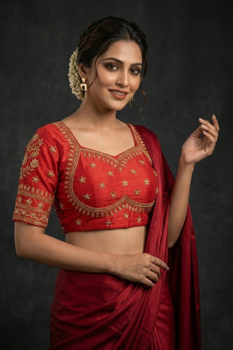 Red Serenity Fancy Silk Blouse