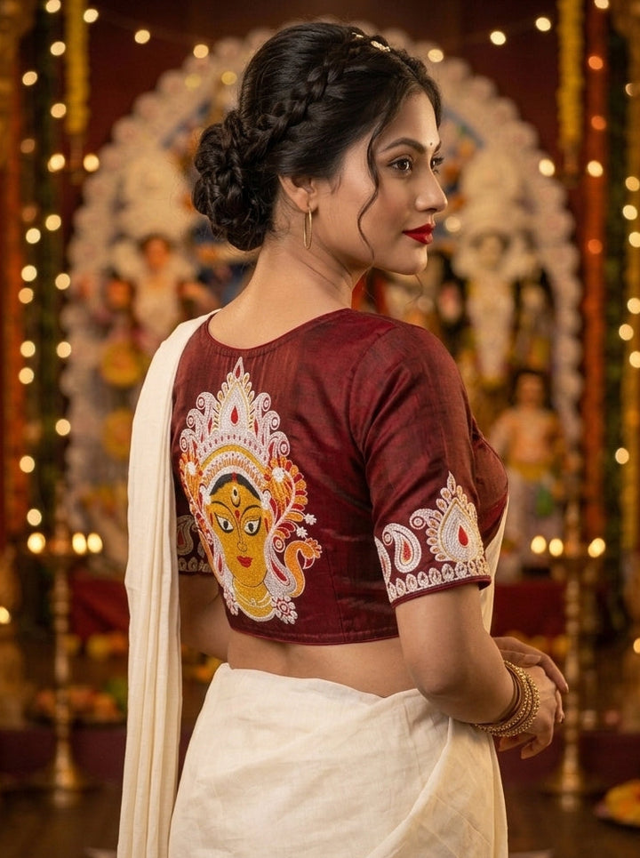 Agomoni - Traditional Designer Blouse(Maroon)