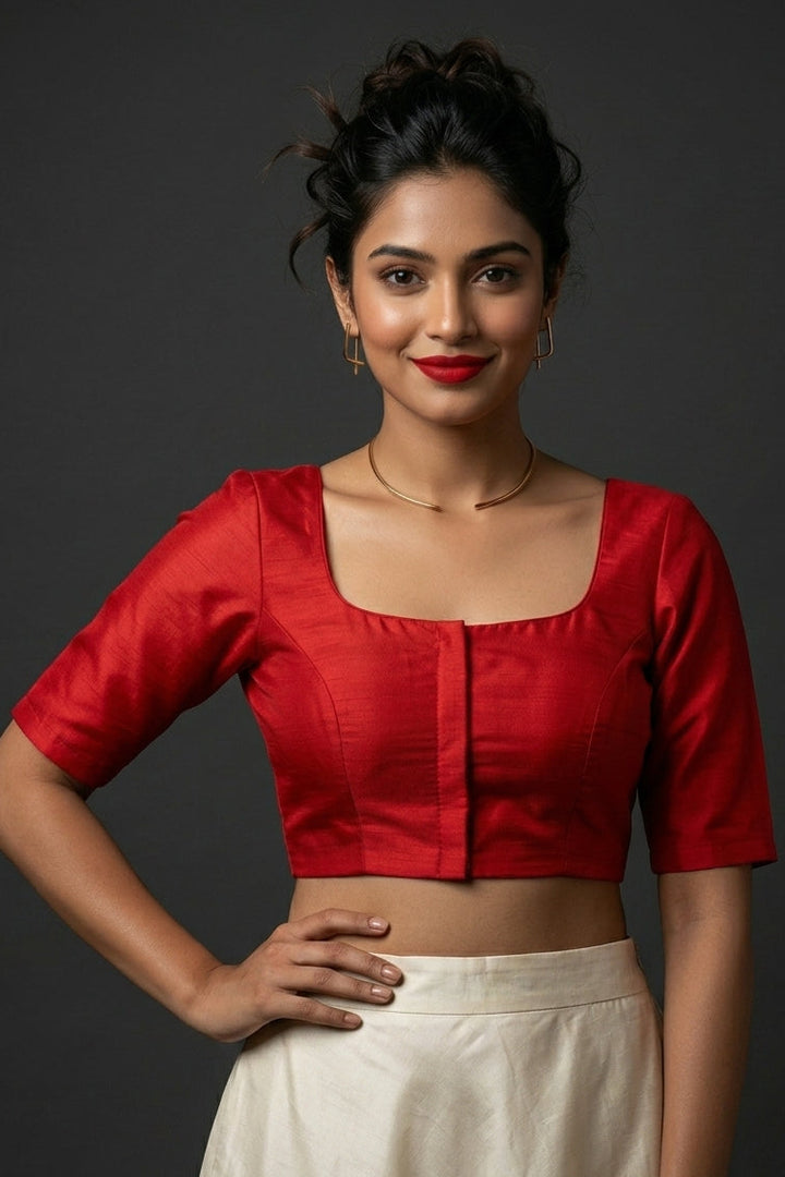 Fiery Flora Solid Color Beautiful Designer Blouse