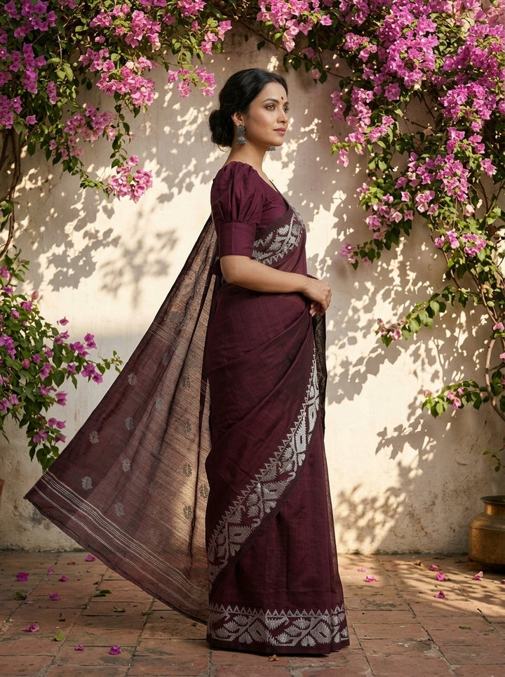 Sesher Bela Karat Linen Jamdani Saree