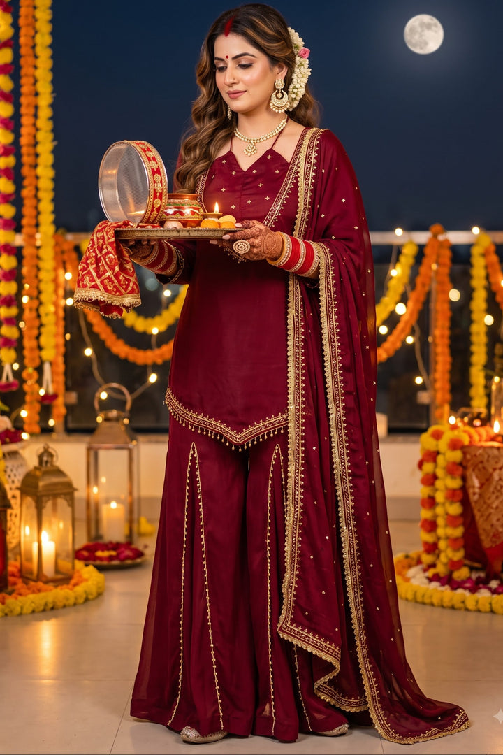 Suhagan’s Glow Mirror work Sarara set