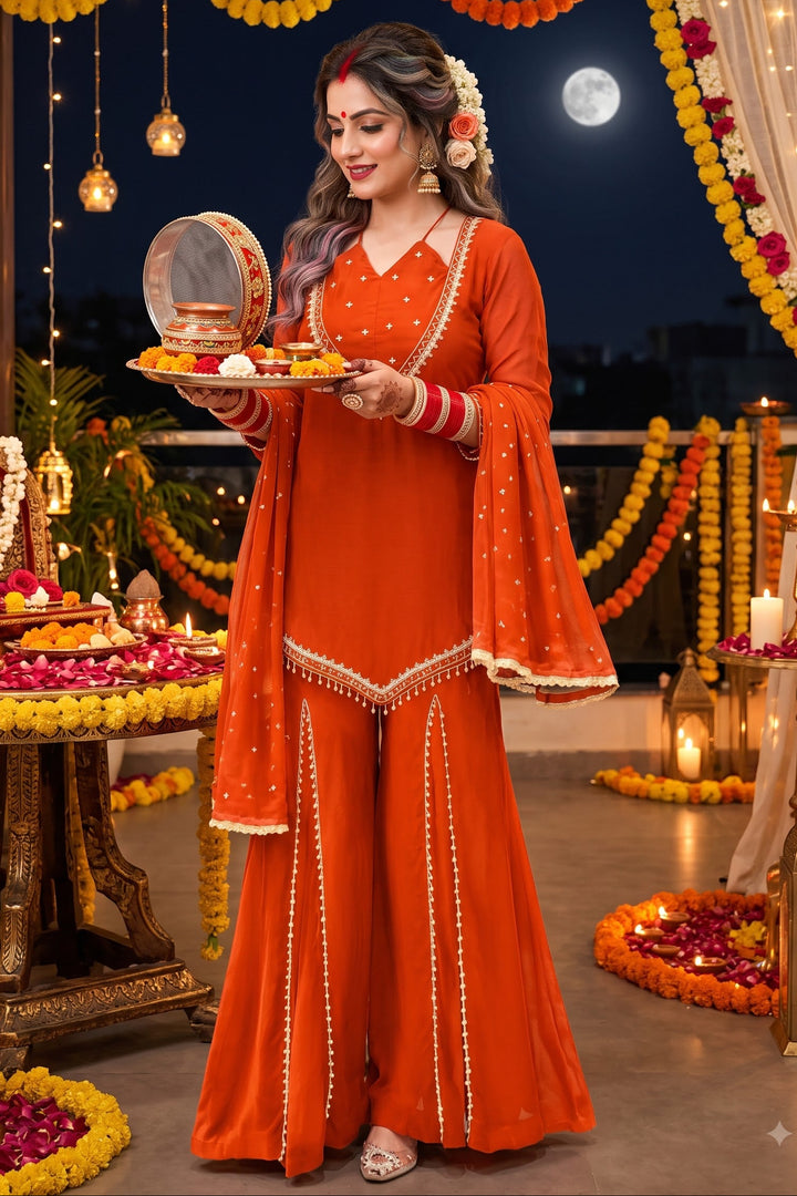 Suhagan’s Glow Mirror work Sarara set