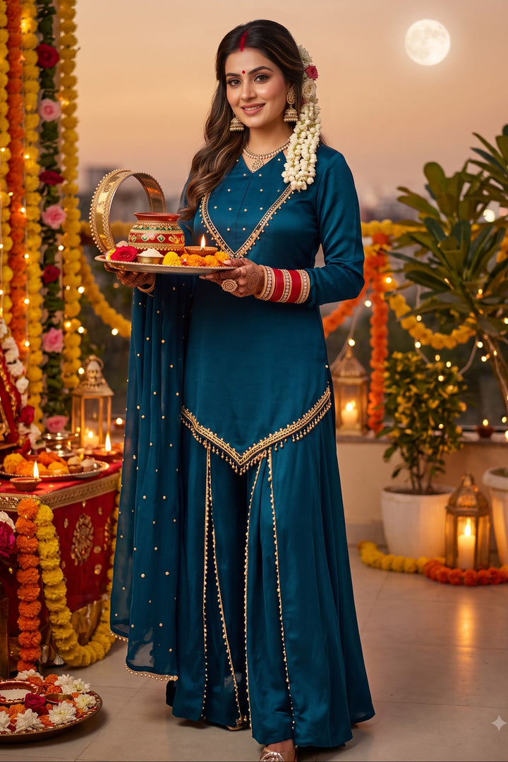 Suhagan’s Glow Mirror work Sarara set