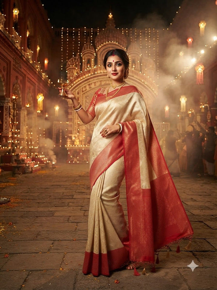Durgotsav Elegance Crepe Khaddi Silk Saree