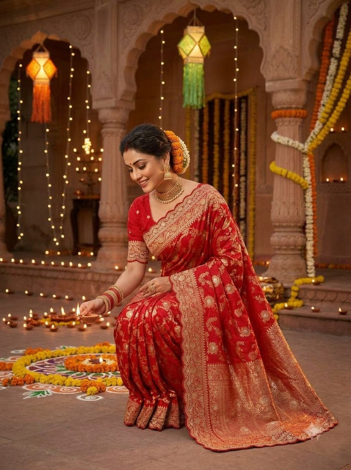 Festive Aura Khaddi Dolla Silk Saree