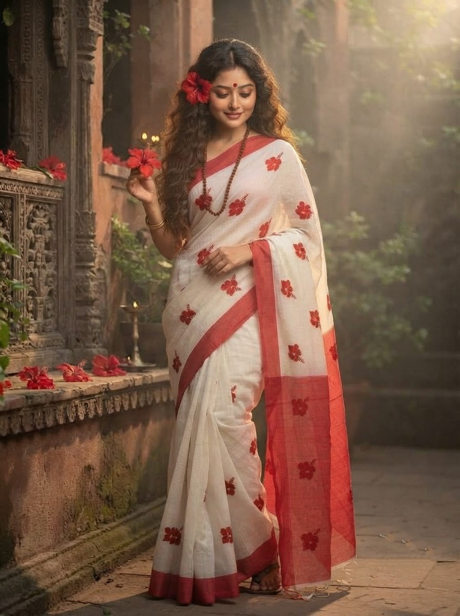 Umaradhya (উমারাধ্যা ) Cotton Saree with Embroidery