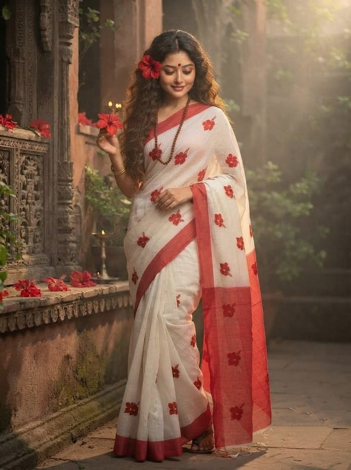 Umaradhya (উমারাধ্যা ) Cotton Saree with Embroidery