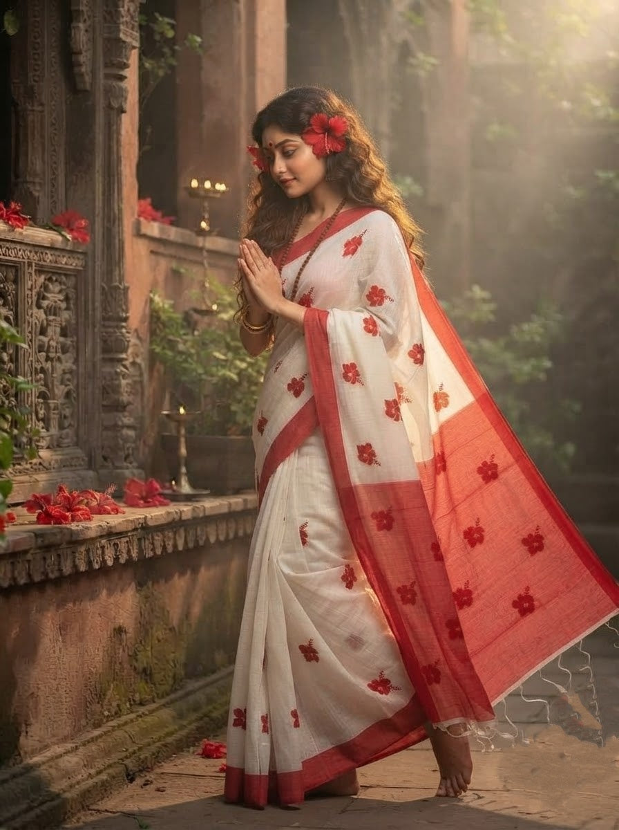 Umaradhya (উমারাধ্যা ) Cotton Saree with Embroidery