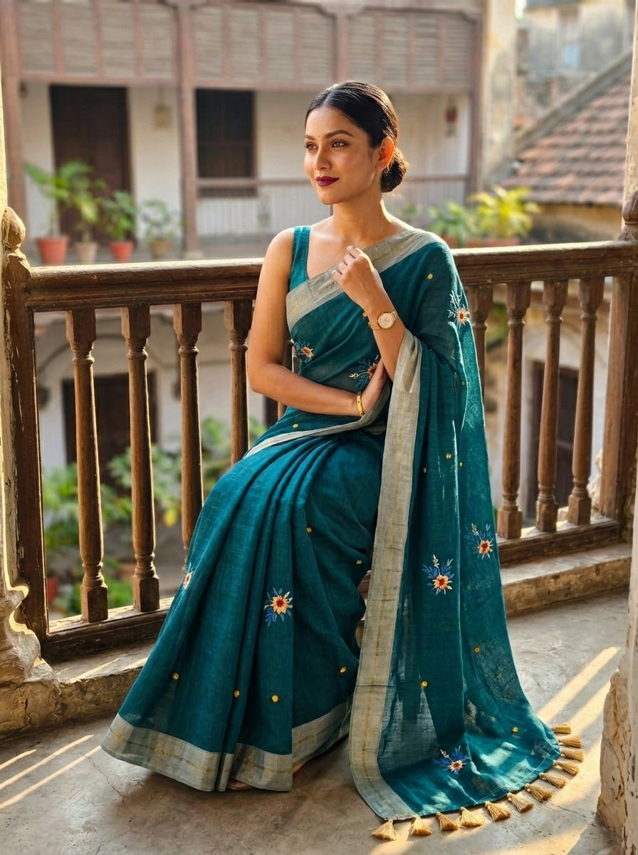 Jasmine Flora Cotton Saree