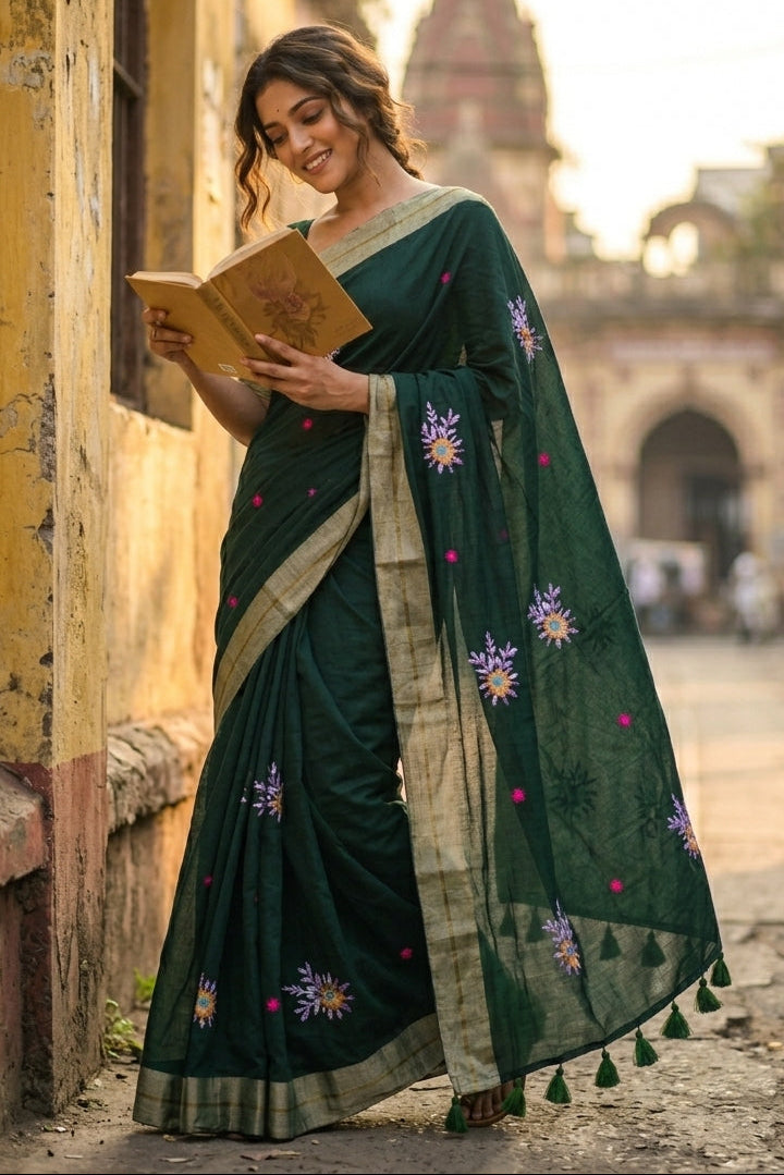 Jasmine Flora Cotton Saree