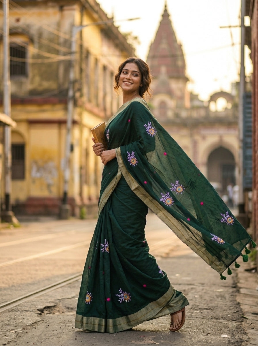 Jasmine Flora Cotton Saree