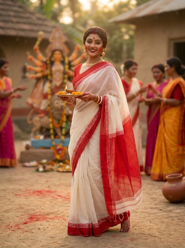 Sharad Roop(শারদরূপ) Khadi Cotton Saree