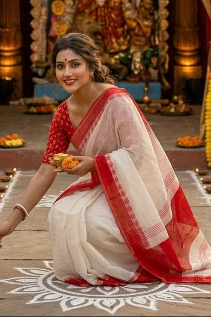 Sharad Roop(শারদরূপ) Khadi Cotton Saree