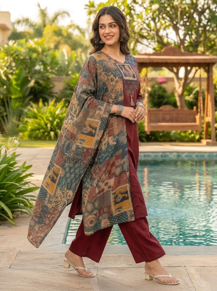 Patchwork Poetry Cotton Kurti Set