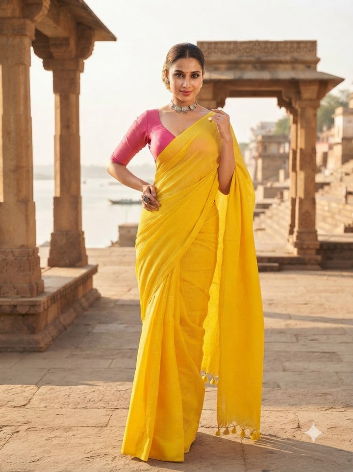 Bengal Khadi Saree Yellow
