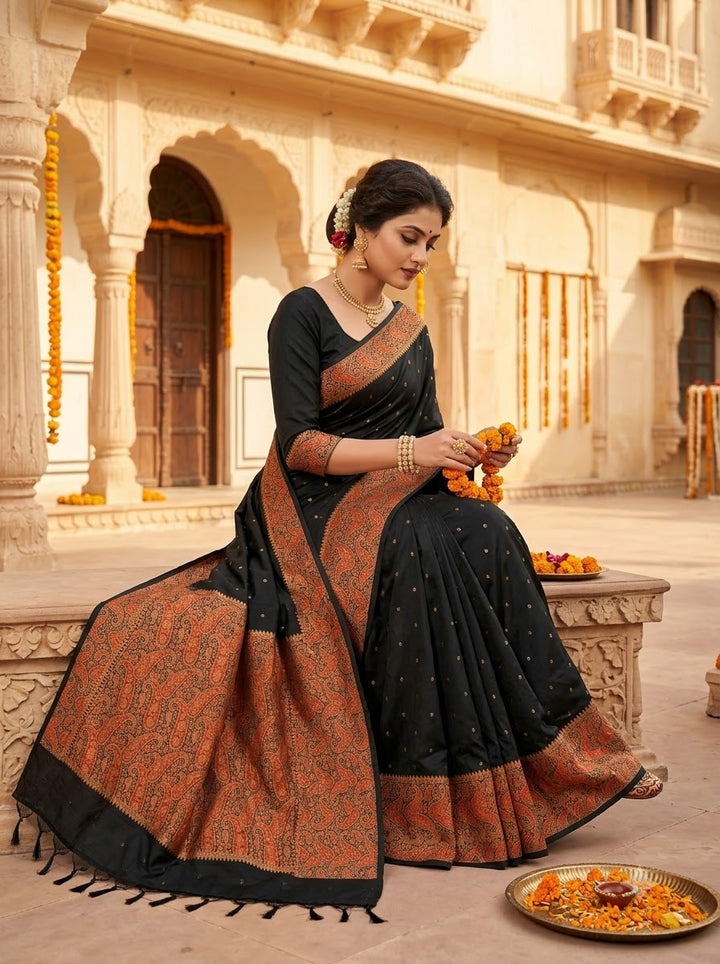 The Sovereign Scarlet Banarasi Semi Katan Silk Saree