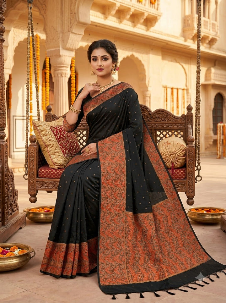 The Sovereign Scarlet Banarasi Semi Katan Silk Saree