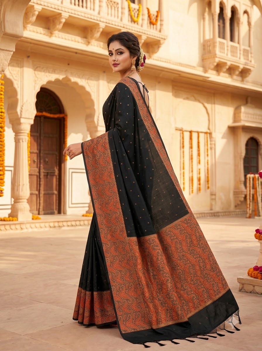 The Sovereign Scarlet Banarasi Semi Katan Silk Saree