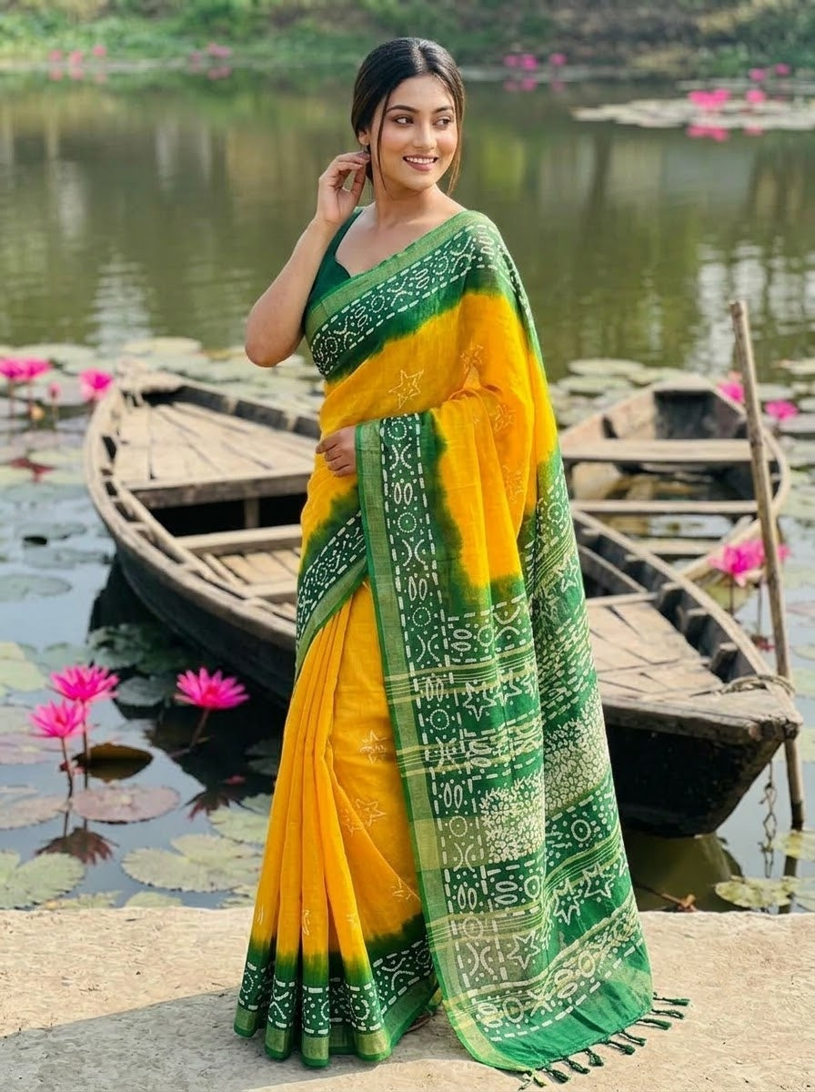 Ronger Porosh (রঙের পরশ) Cotton Linen Saree