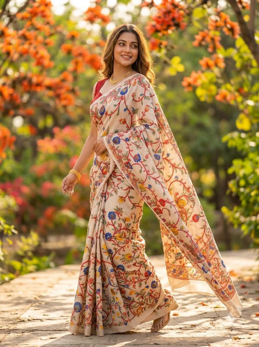 Phoollata Jamdani Exclusive Semi Tussar Jamdani Saree