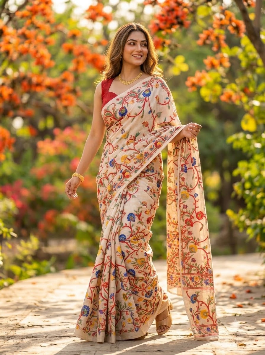Phoollata Jamdani Exclusive Semi Tussar Jamdani Saree