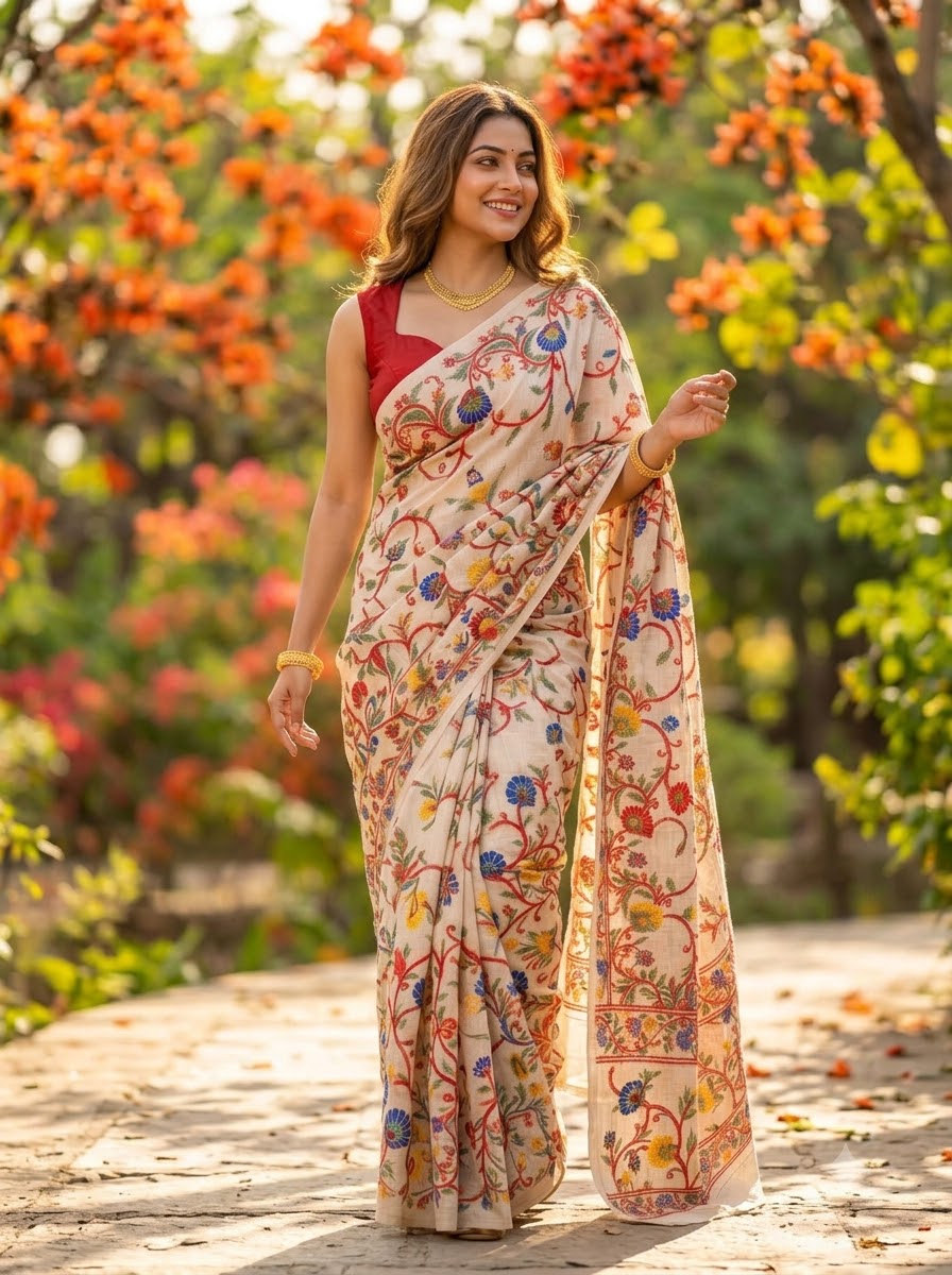 Phoollata Jamdani Exclusive Semi Tussar Jamdani Saree