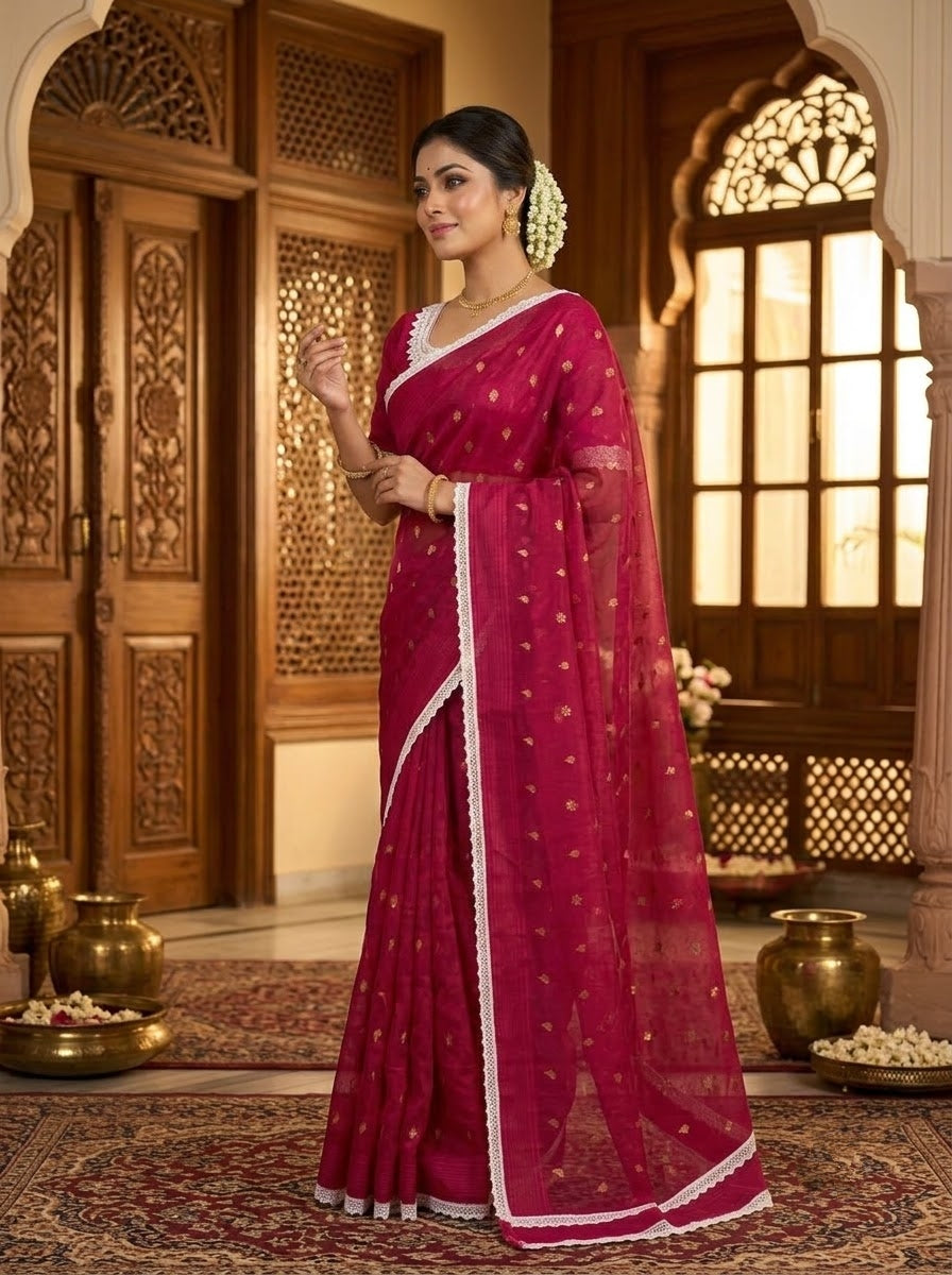 Aradhana Bengal Jamdani Saree with Blouse (Combo)