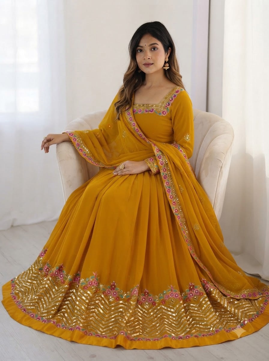 Echo of You Partywear Georgette Gown Set