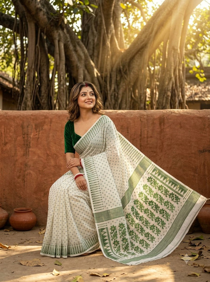 Basanti Bela Bengal Jamdani Saree
