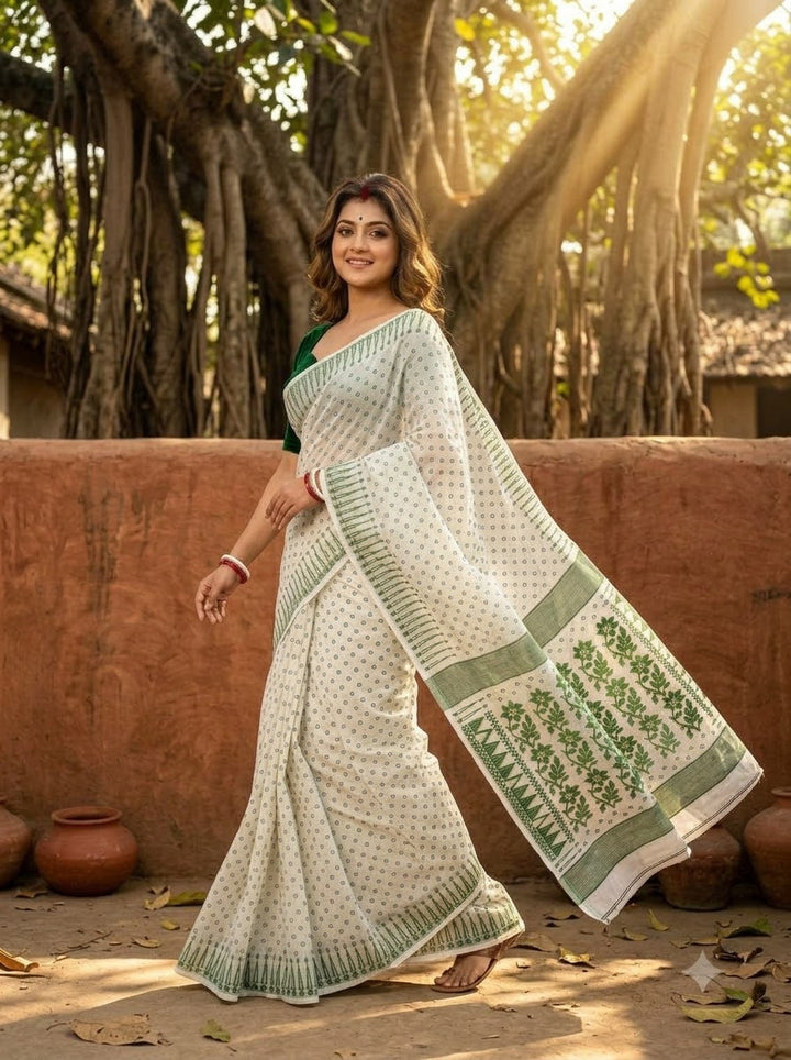 Basanti Bela Bengal Jamdani Saree