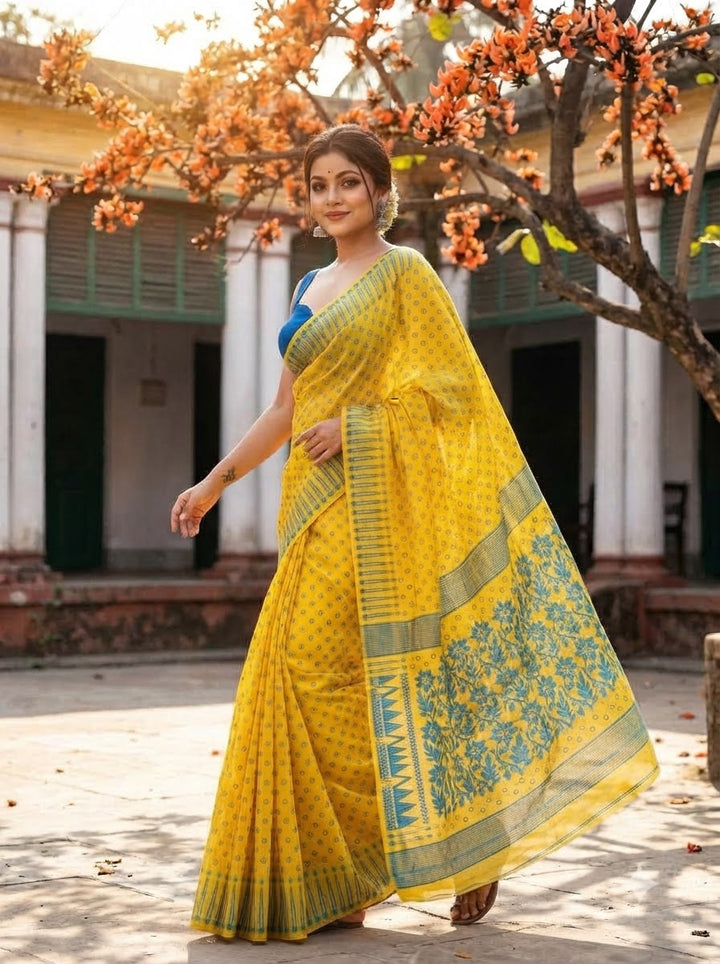 Basanti Bela Bengal Jamdani Saree
