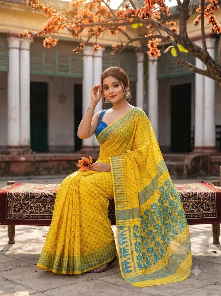 Basanti Bela Bengal Jamdani Saree