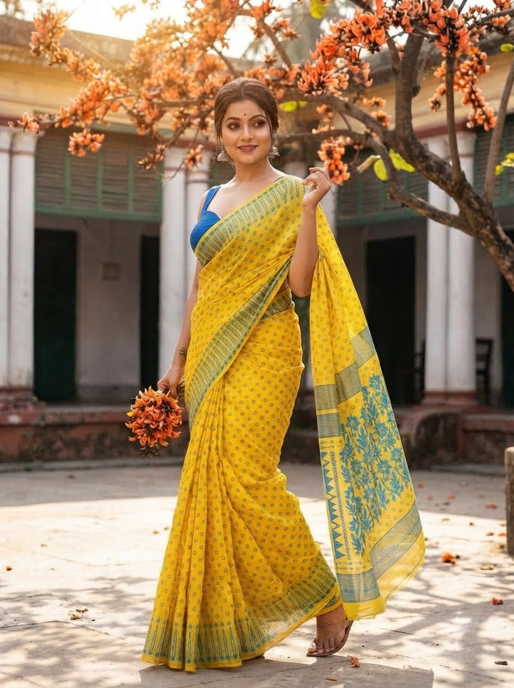 Basanti Bela Bengal Jamdani Saree