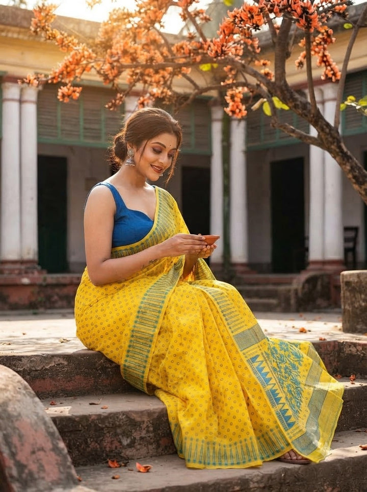 Basanti Bela Bengal Jamdani Saree