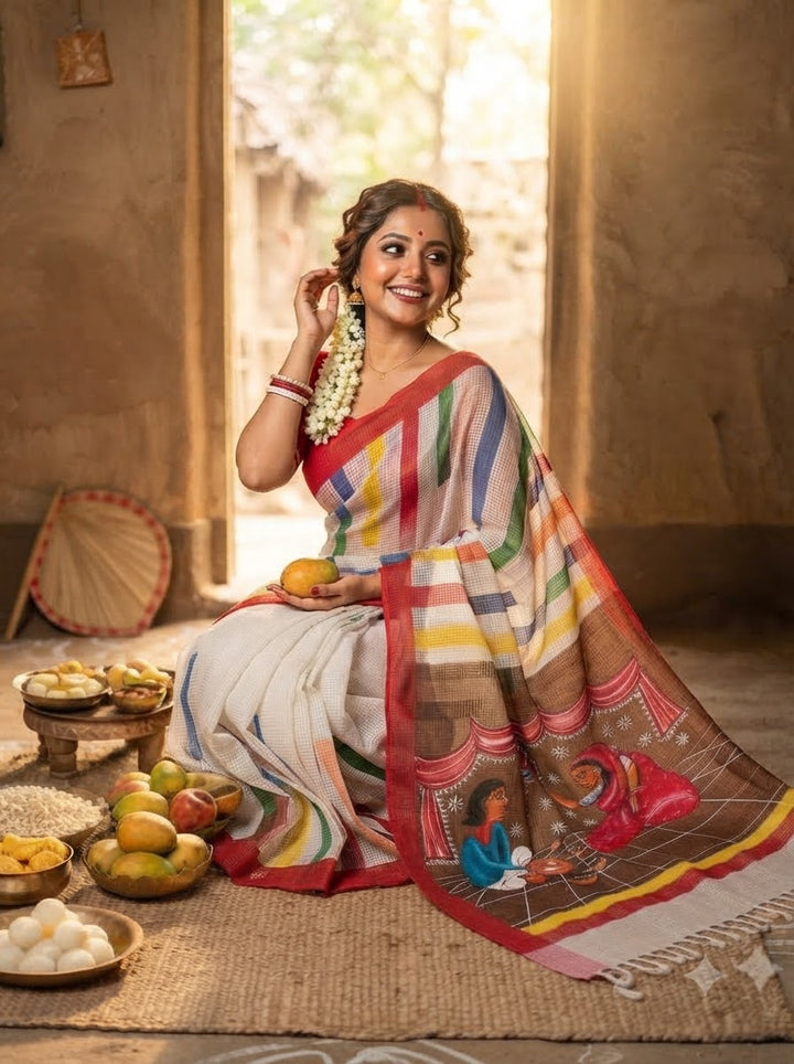 Shasthi Saaj Hand Painted Resham Kota Saree