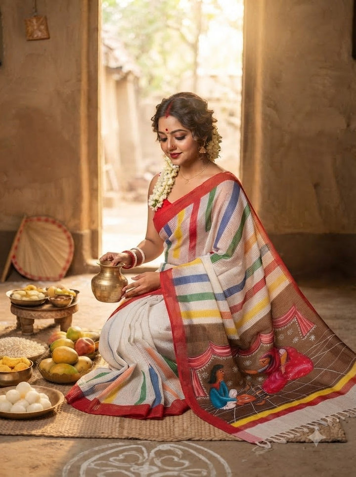 Shasthi Saaj Hand Painted Resham Kota Saree