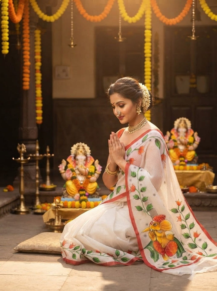 Ekadanta Hand Painted Resham Kota Saree