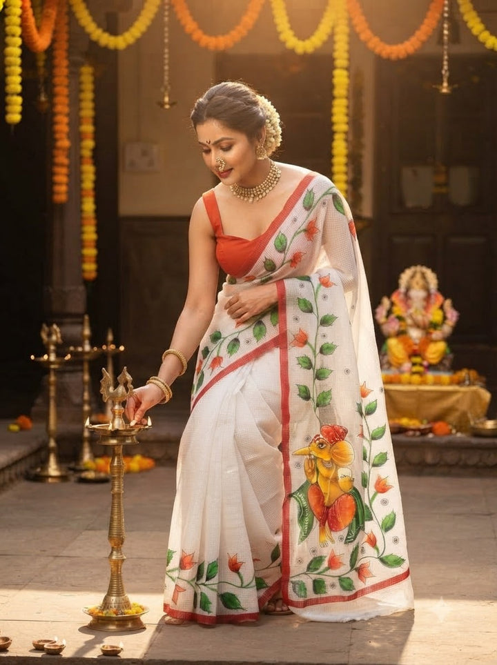 Ekadanta Hand Painted Resham Kota Saree