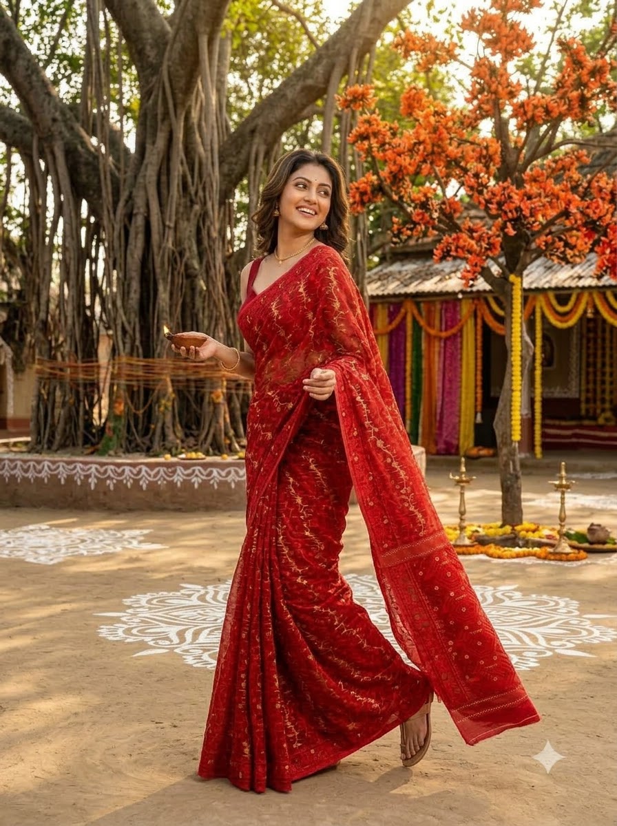 Megher Gaan Dhakai Jamdani Saree