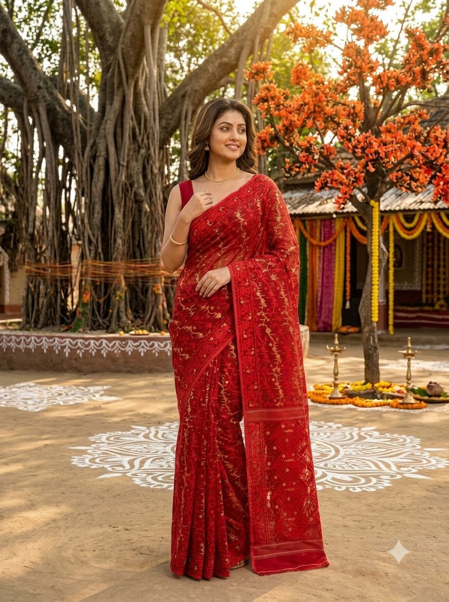 Megher Gaan Dhakai Jamdani Saree